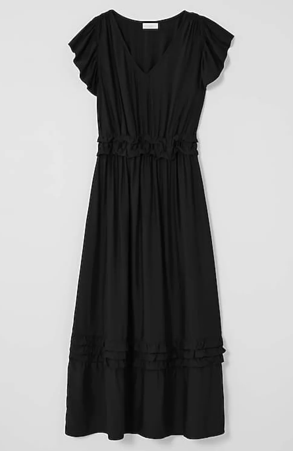 Elevated Ruffle-Trimmed Midi Dress | Jjill