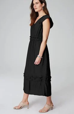 Elevated Ruffle-Trimmed Midi Dress | Jjill