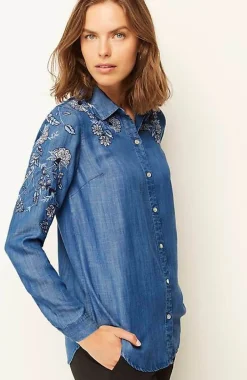 Embroidered Indigo Tunic | Jjill