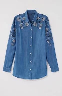 Embroidered Indigo Tunic | Jjill
