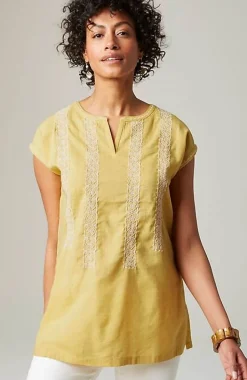 Embroidered Mixed-Media Tunic | Jjill