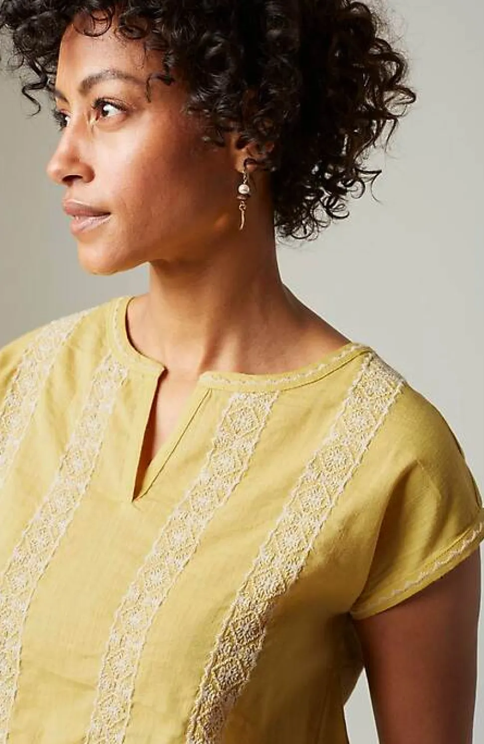 Embroidered Mixed-Media Tunic | Jjill