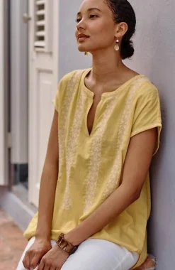 Embroidered Mixed-Media Tunic | Jjill