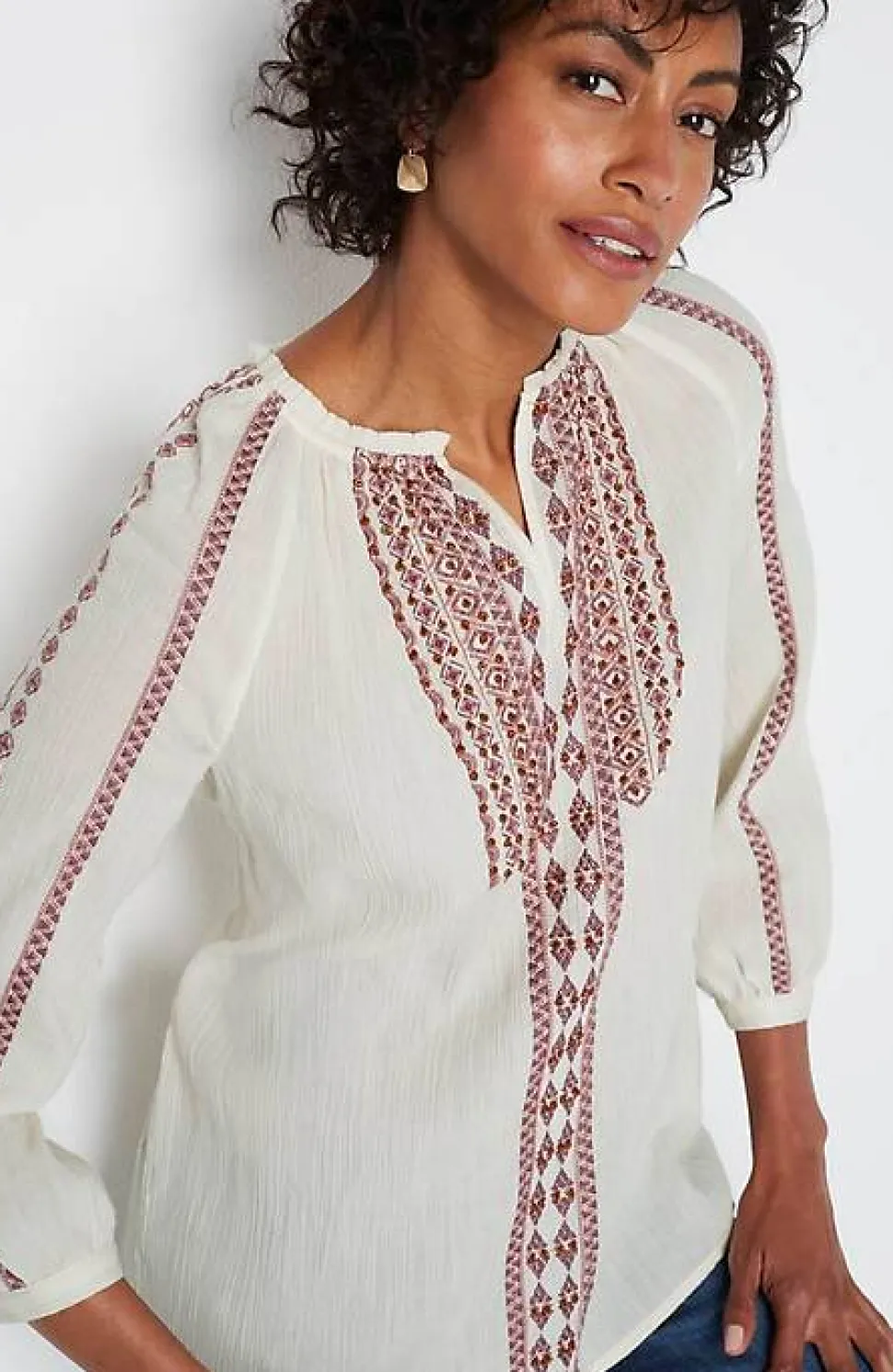 Embroidered U0026 Beaded Peasant Top | Jjill