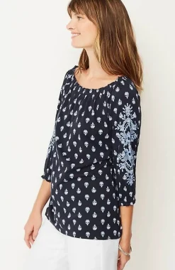 Embroidered U0026 Printed Relaxed Top | Jjill