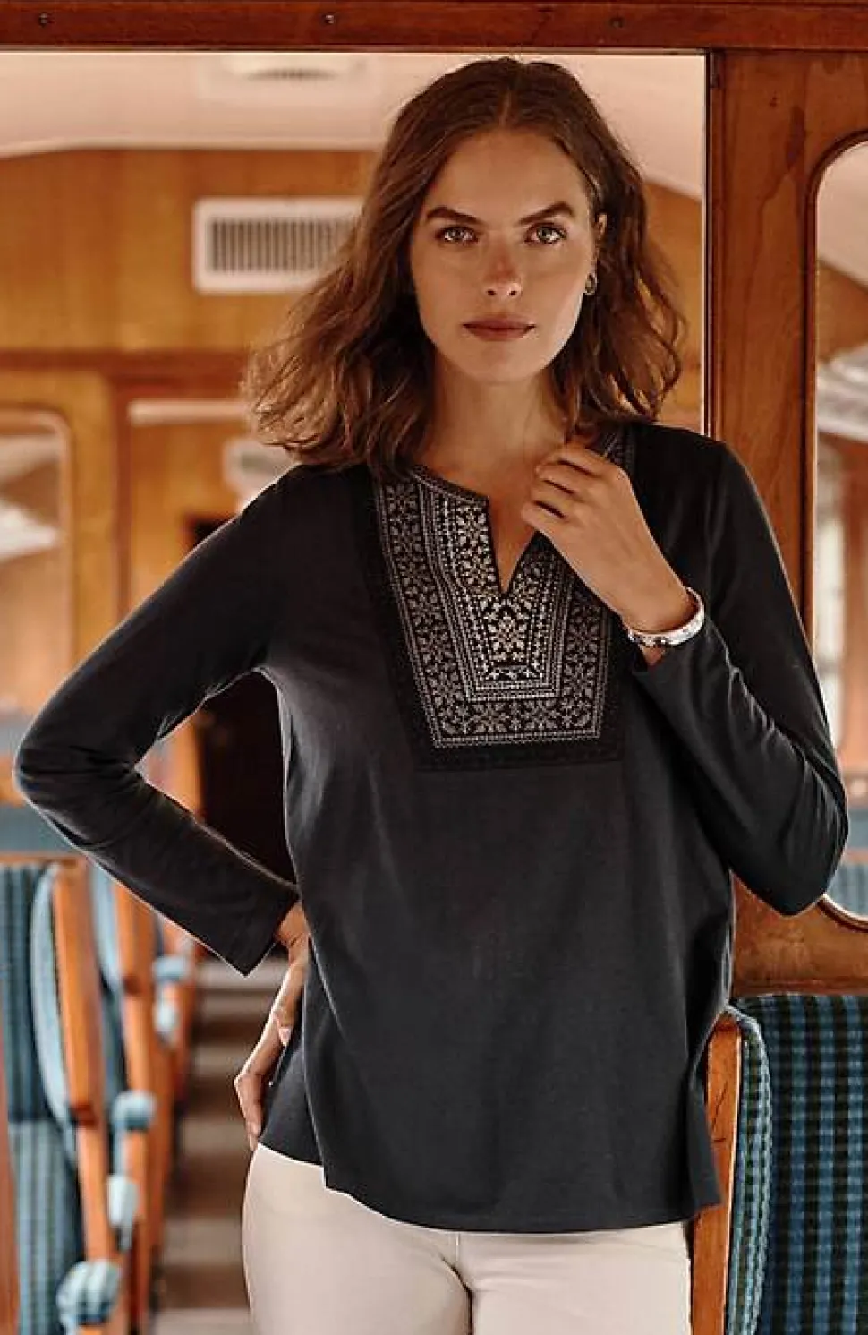 Fair Isle Embroidered Top | Jjill