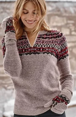 Fair Isle Split-Neck Sweater | Jjill