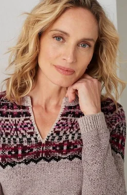 Fair Isle Split-Neck Sweater | Jjill