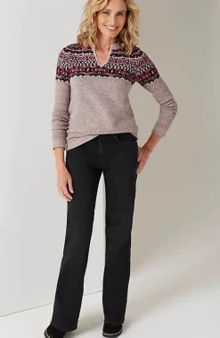 Fair Isle Split-Neck Sweater | Jjill