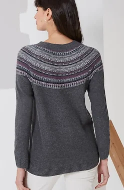 Fair Isle Stripes Raglan Sweater | Jjill