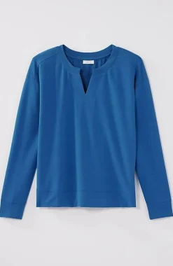 Fit Elevate Terry Split-Neck Sweatshirt | Jjill