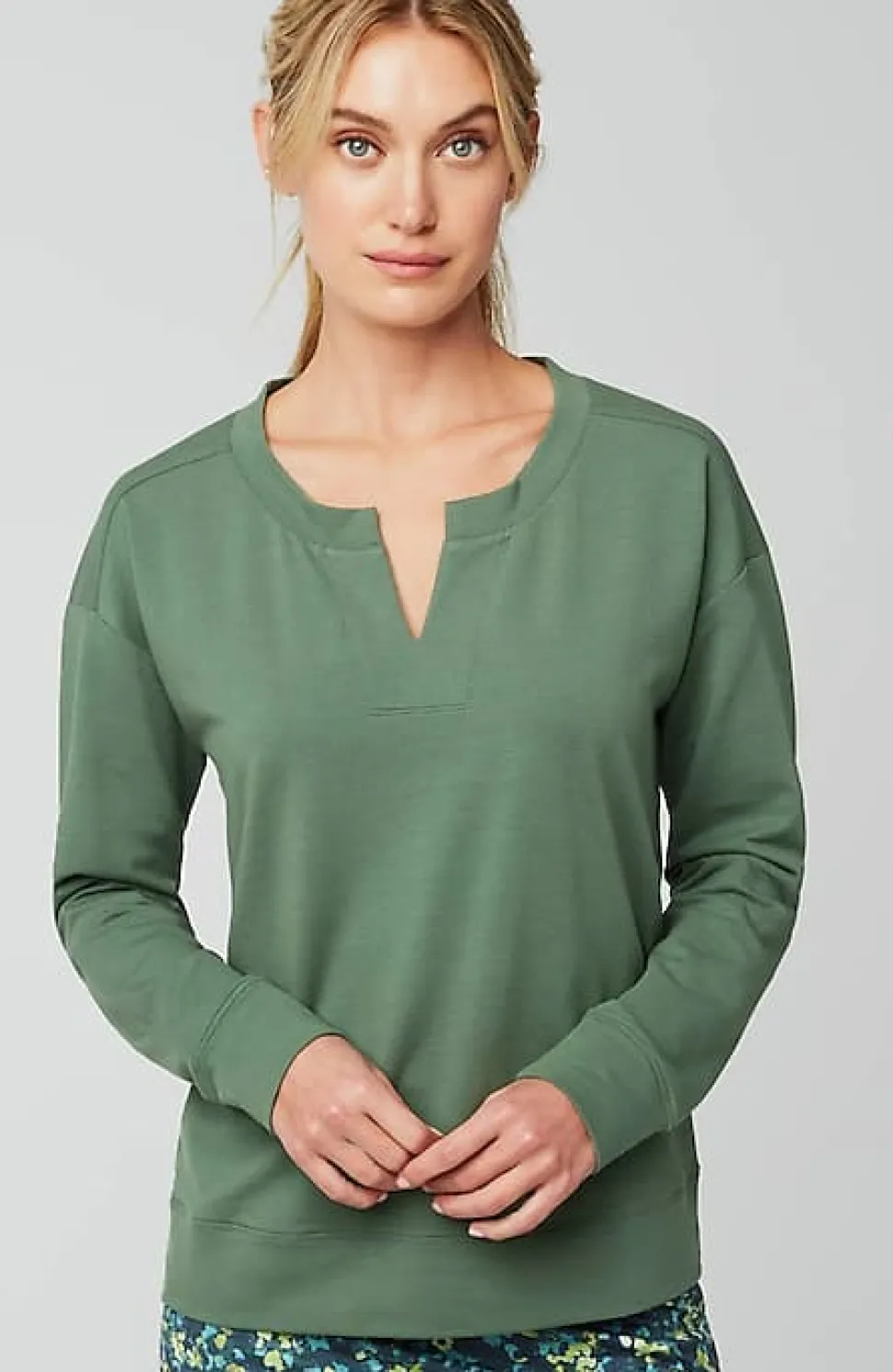 Fit Elevate Terry Split-Neck Sweatshirt | Jjill