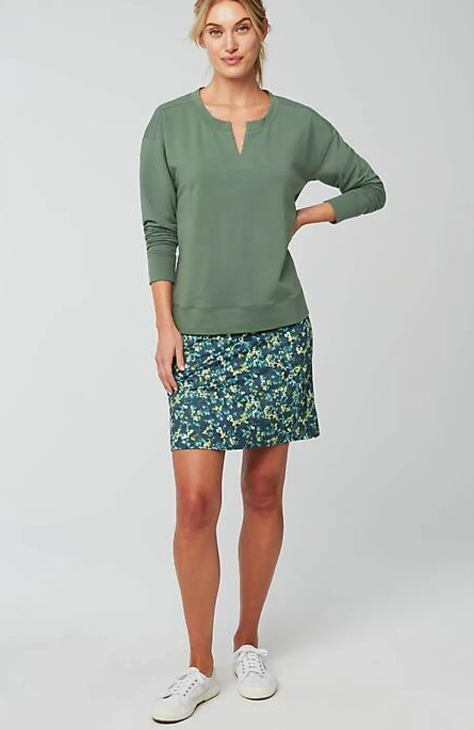 Fit Elevate Terry Split-Neck Sweatshirt | Jjill
