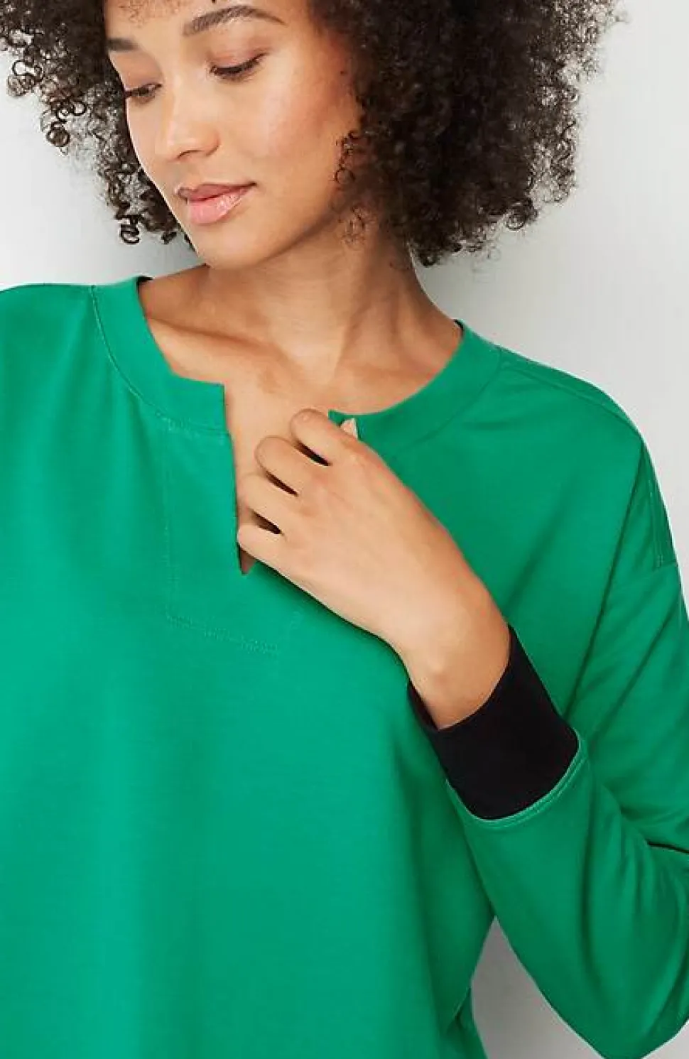 Fit Elevate Terry Split-Neck Sweatshirt | Jjill
