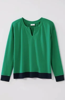 Fit Elevate Terry Split-Neck Sweatshirt | Jjill
