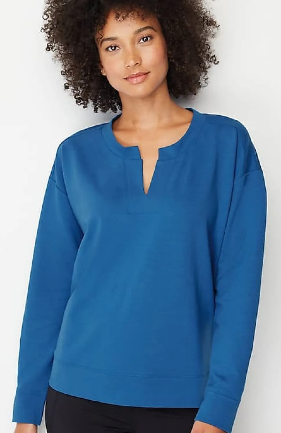 Fit Elevate Terry Split-Neck Sweatshirt | Jjill