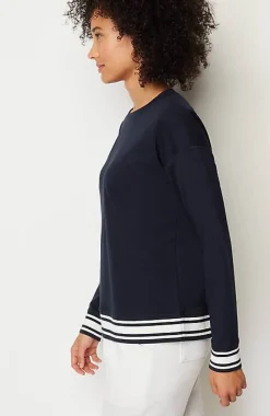 Fit Elevate Terry Striped-Hem Pullover | Jjill