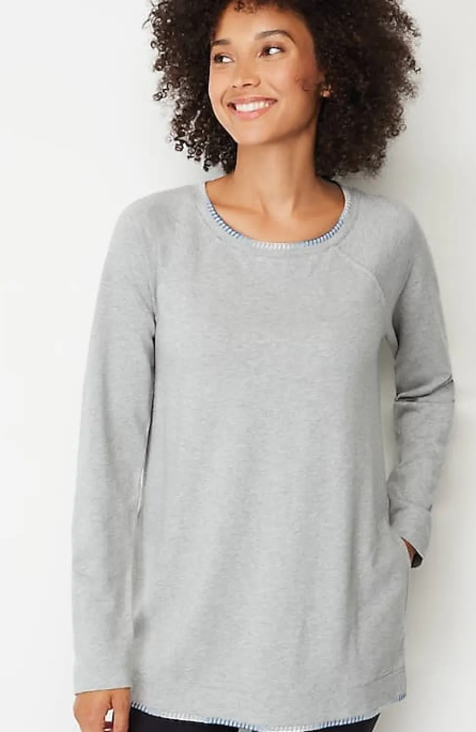 Fit Ombre-Stitched Tunic Sweatshirt | Jjill