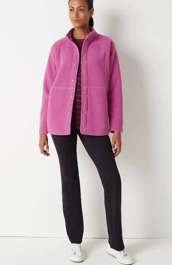Fit Sherpa Fleece Snap-Front Jacket | Jjill