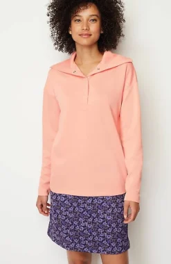 Fit Sleek Double-Knit Snap-Front Pullover | Jjill