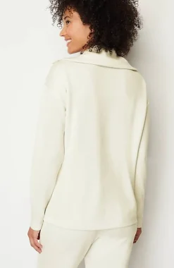 Fit Sleek Double-Knit Snap-Front Pullover | Jjill