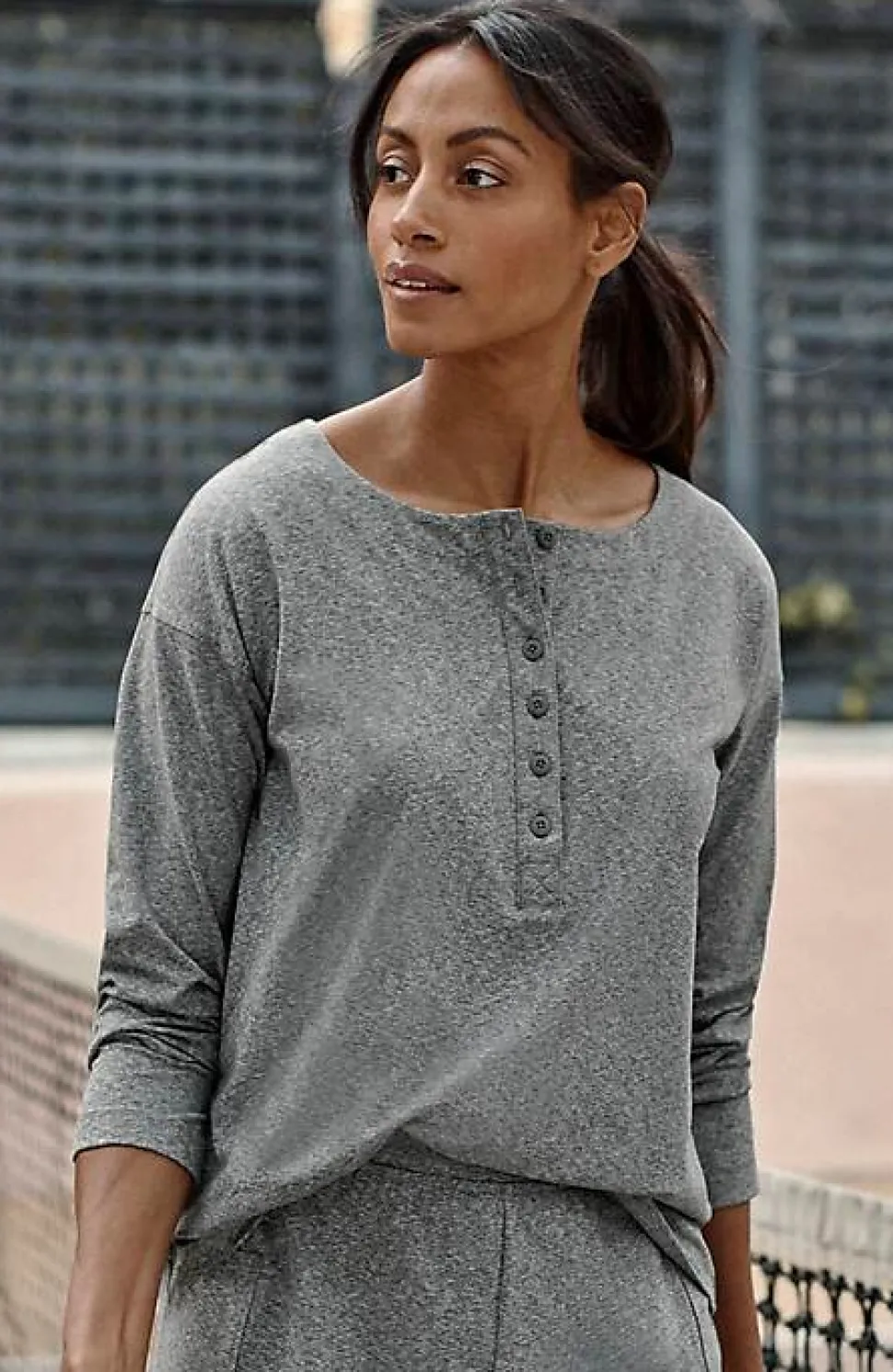Fit Supreme-Stretch Henley Tee | Jjill