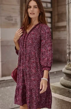 Floral-Printed Flounced-Hem Dress | Jjill