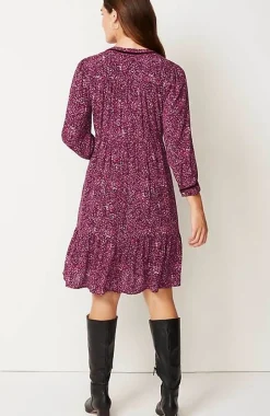 Floral-Printed Flounced-Hem Dress | Jjill
