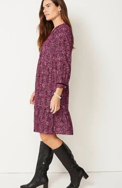 Floral-Printed Flounced-Hem Dress | Jjill