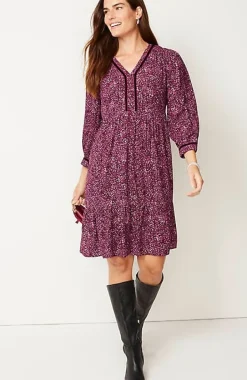 Floral-Printed Flounced-Hem Dress | Jjill
