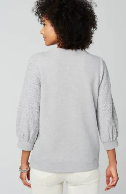 French Terry Textured-Sleeve Top | Jjill