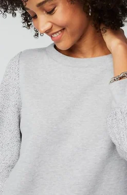 French Terry Textured-Sleeve Top | Jjill