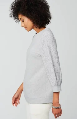 French Terry Textured-Sleeve Top | Jjill