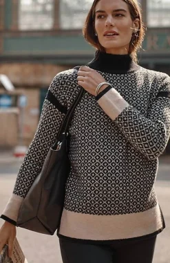 Geometric Mock-Neck Sweater | Jjill