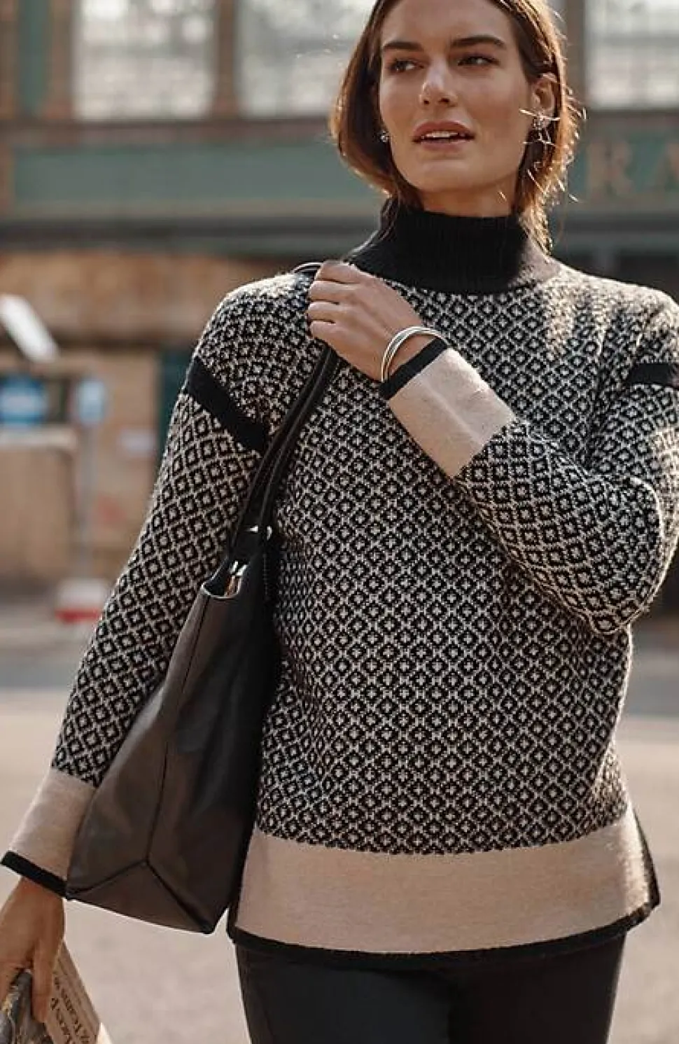 Geometric Mock-Neck Sweater | Jjill