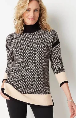 Geometric Mock-Neck Sweater | Jjill