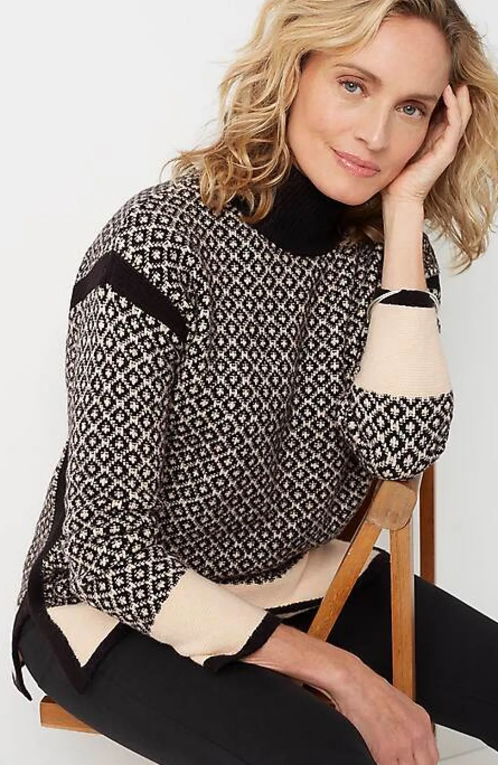 Geometric Mock-Neck Sweater | Jjill