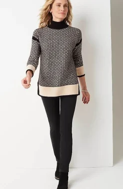 Geometric Mock-Neck Sweater | Jjill