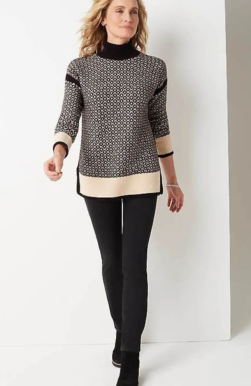 Geometric Mock-Neck Sweater | Jjill