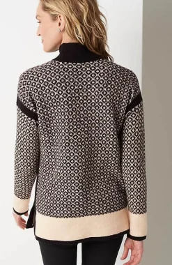 Geometric Mock-Neck Sweater | Jjill