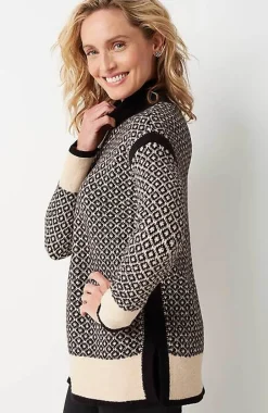 Geometric Mock-Neck Sweater | Jjill