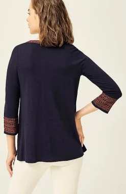 Geometrically Embroidered V-Neck Tunic | Jjill