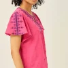 Geometrically Embroidered Textured Top | Jjill