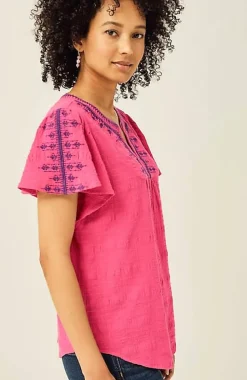 Geometrically Embroidered Textured Top | Jjill