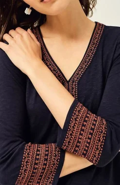Geometrically Embroidered V-Neck Tunic | Jjill