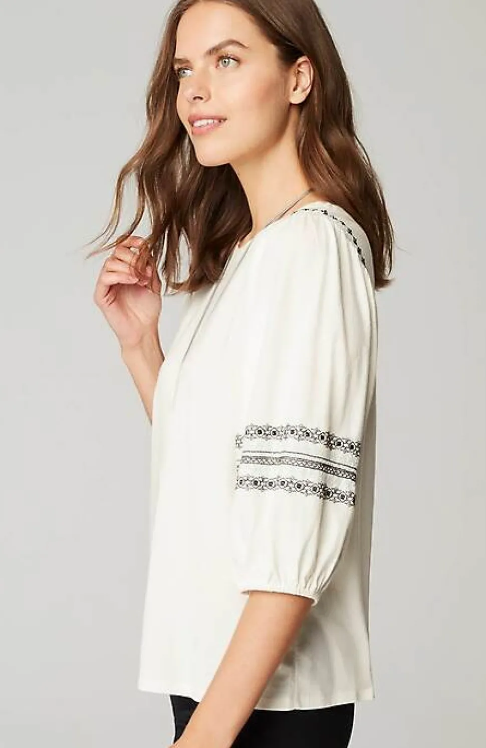 Geometrically Embroidered Top | Jjill