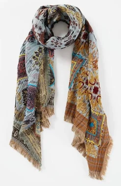 Hand-Stitched Diamond Medallions Jacquard Scarf | Jjill
