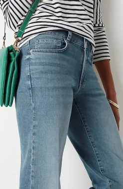 High-Rise Creased-Front Full-Leg Jeans | Jjill