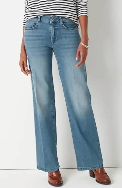 High-Rise Creased-Front Full-Leg Jeans | Jjill