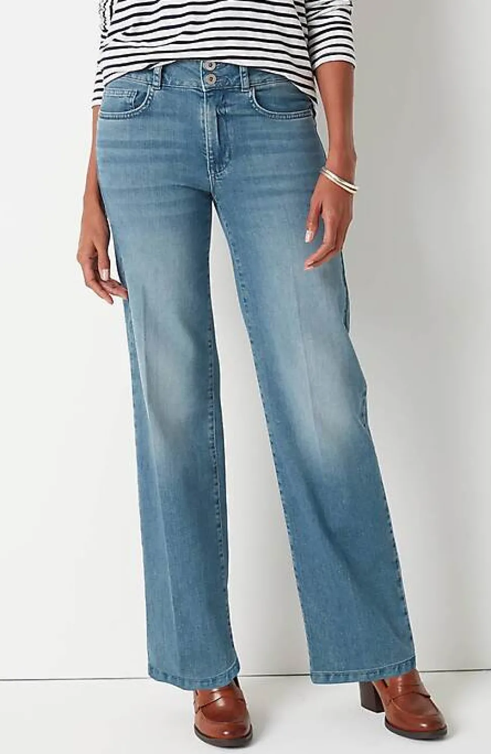 High-Rise Creased-Front Full-Leg Jeans | Jjill